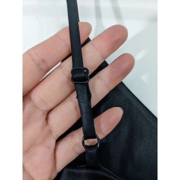 L'Agence Stretch Satin Short Black Dress Spaghetti Straps Pockets Size 2 *READ* - Picture 8 of 10